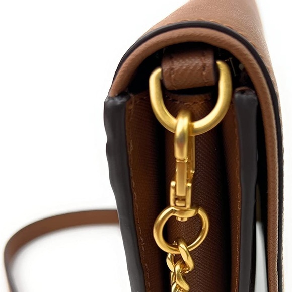 NEW Tory Burch bag 2 straps crossbody camel brown leather gold hardware NWT - Picture 10 of 13